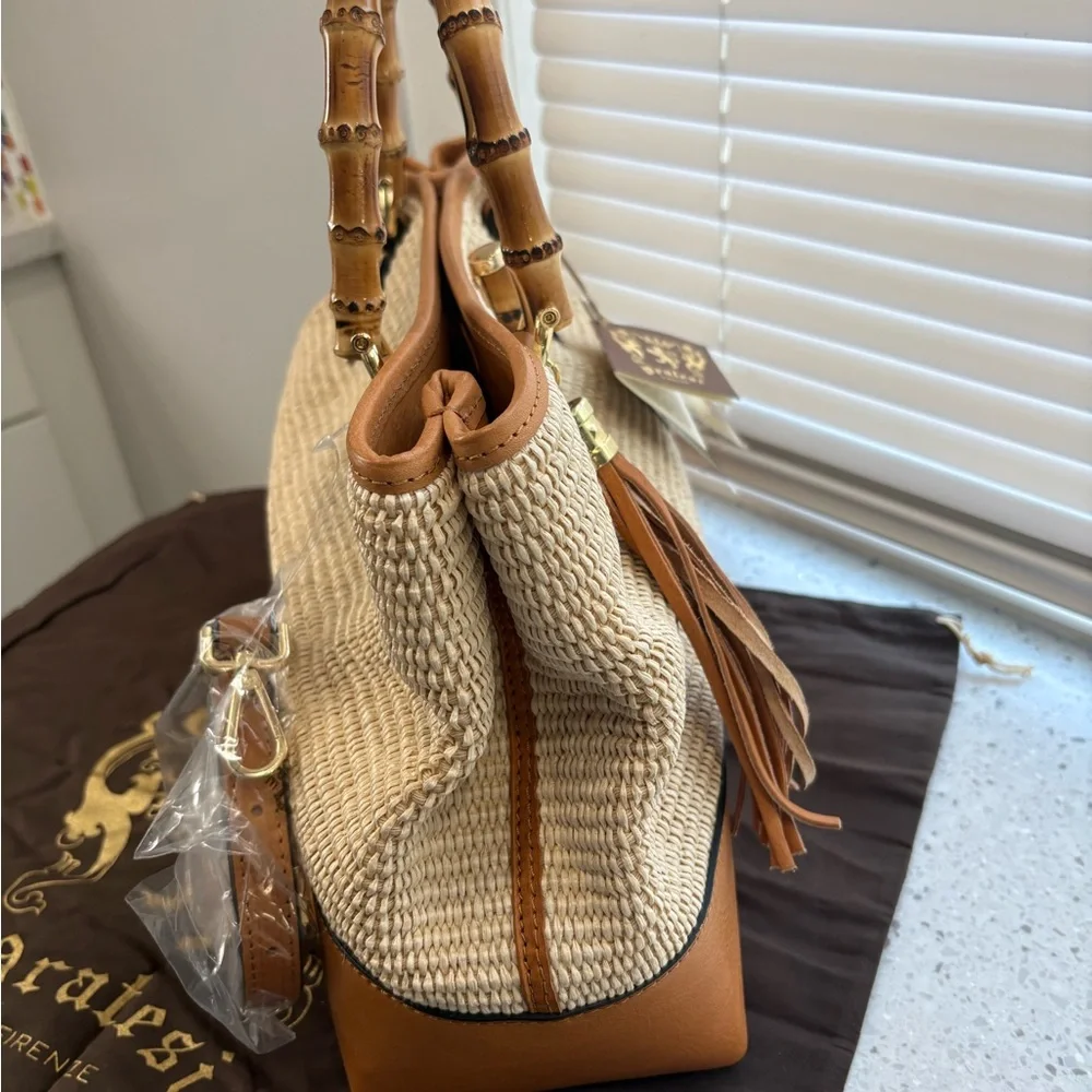 PRATESI Sarteano Shoulder Bag Bamboo Handle S291/PCE - Summer Brown